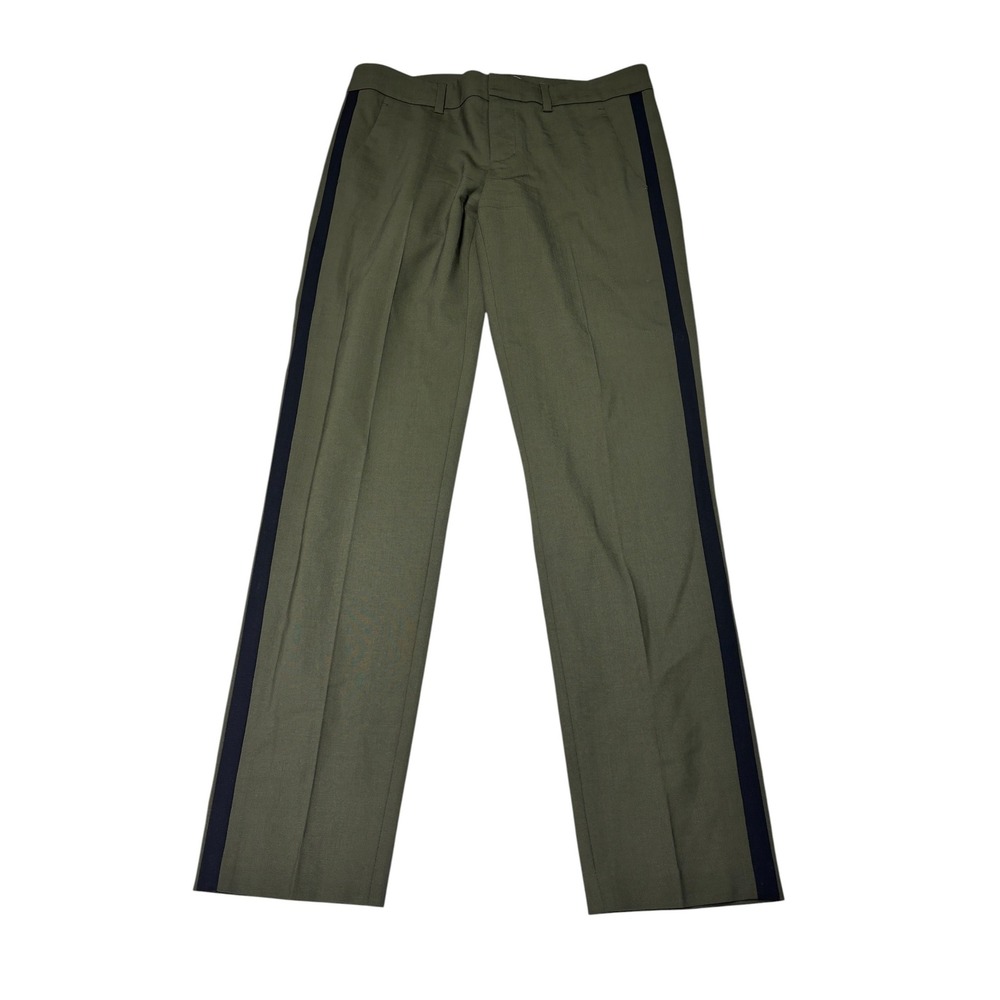 Vince Side Strapping Tuxedo Trouser in Fir Tree Stretch Wool Pants  4 W30 L29